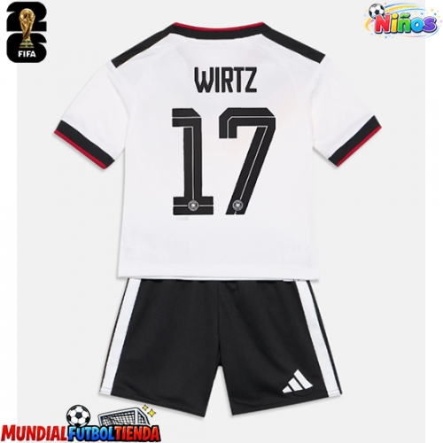 Camiseta Alemania Florian Wirtz #17 Primera Equipación Replica Mundial 2026 para niños mangas cortas (+ Pantalones cortos)